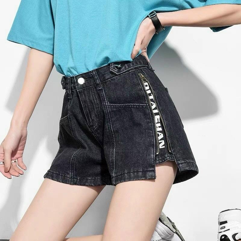 Quần sooc jeans kéo khoá sườn cá tính