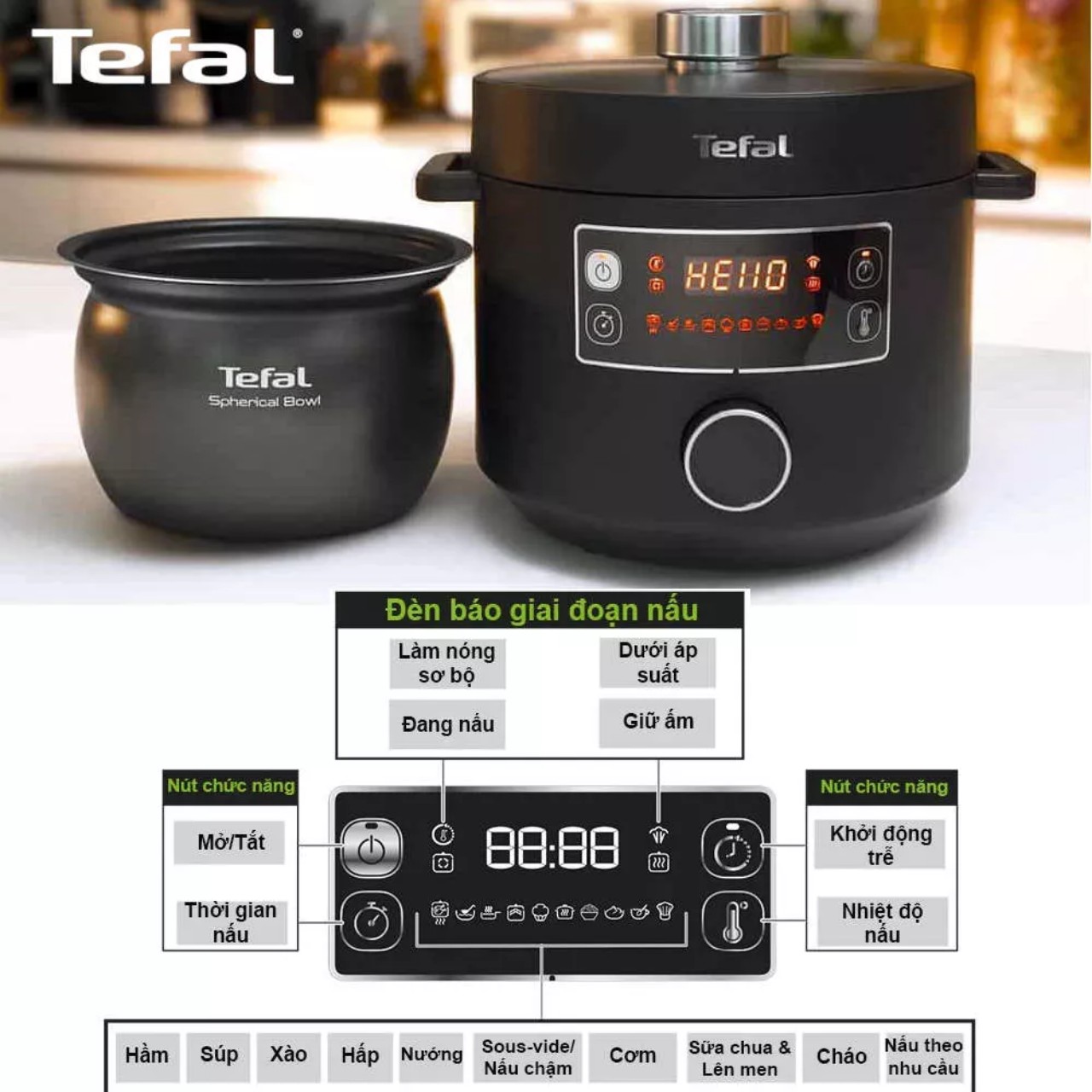 Nồi áp suất điện đa năng Tefal Turbo Cuisine 5L CY754830-Hàng Chính Hãng