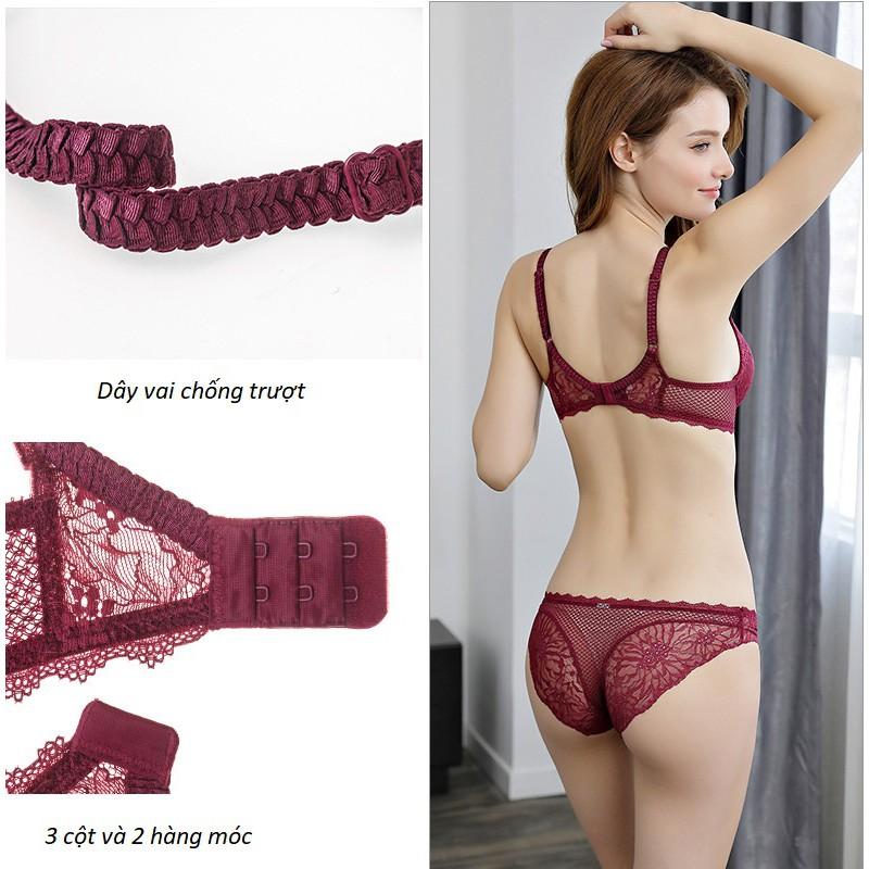 Bộ Đồ Lót Ren Có Gọng Nâng Ngực Đệm Kép S418