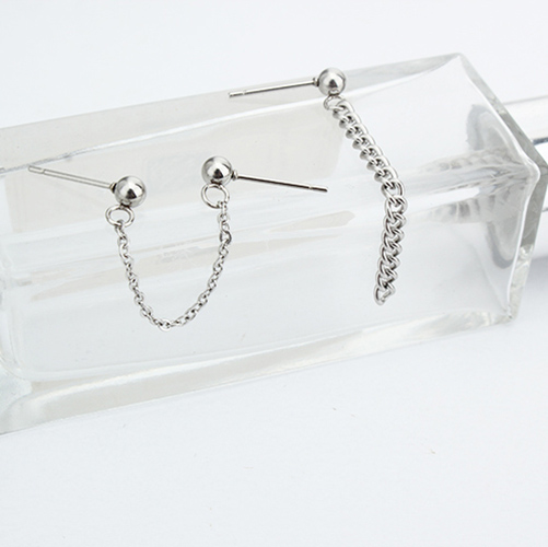 Bông tai khuyên tai mắt xích bất đối xứng style unisex