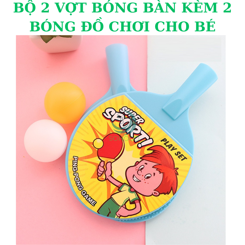 Bộ 2 Vợt Tập Đánh Bóng Bàn Vận Động Thể Thao Cho Bé Tăng Khả Năng Phản Xạ