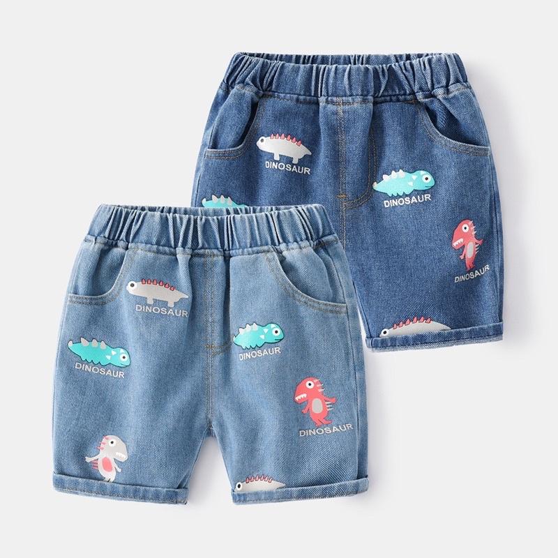 Quần short jean bé trai WELLKIDS, quần bò cho bé hoạ tiết hoạt hình (Kz3310