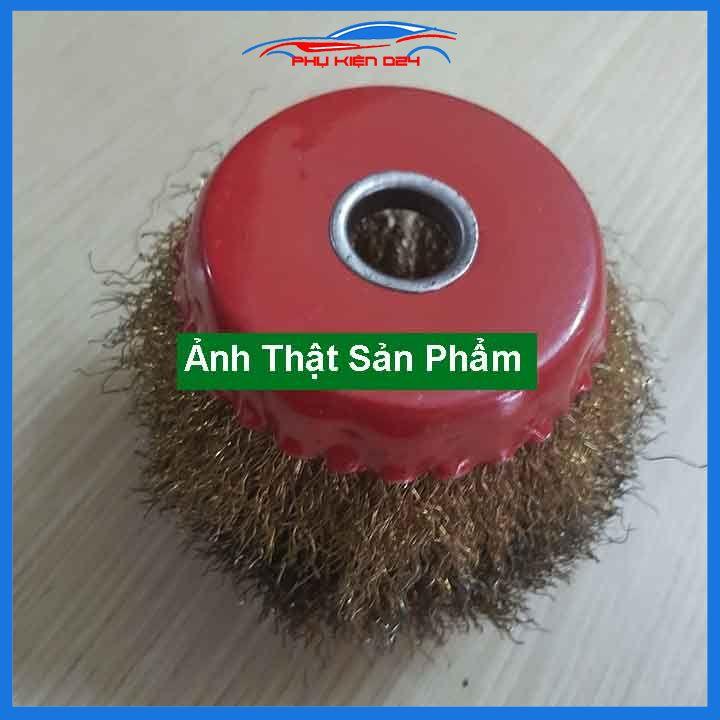 Chổi đánh gỉ sắt mạ đồng đế đỏ, lưỡi mài chà đánh gỉ cao cấp lỗ cốt 16mm