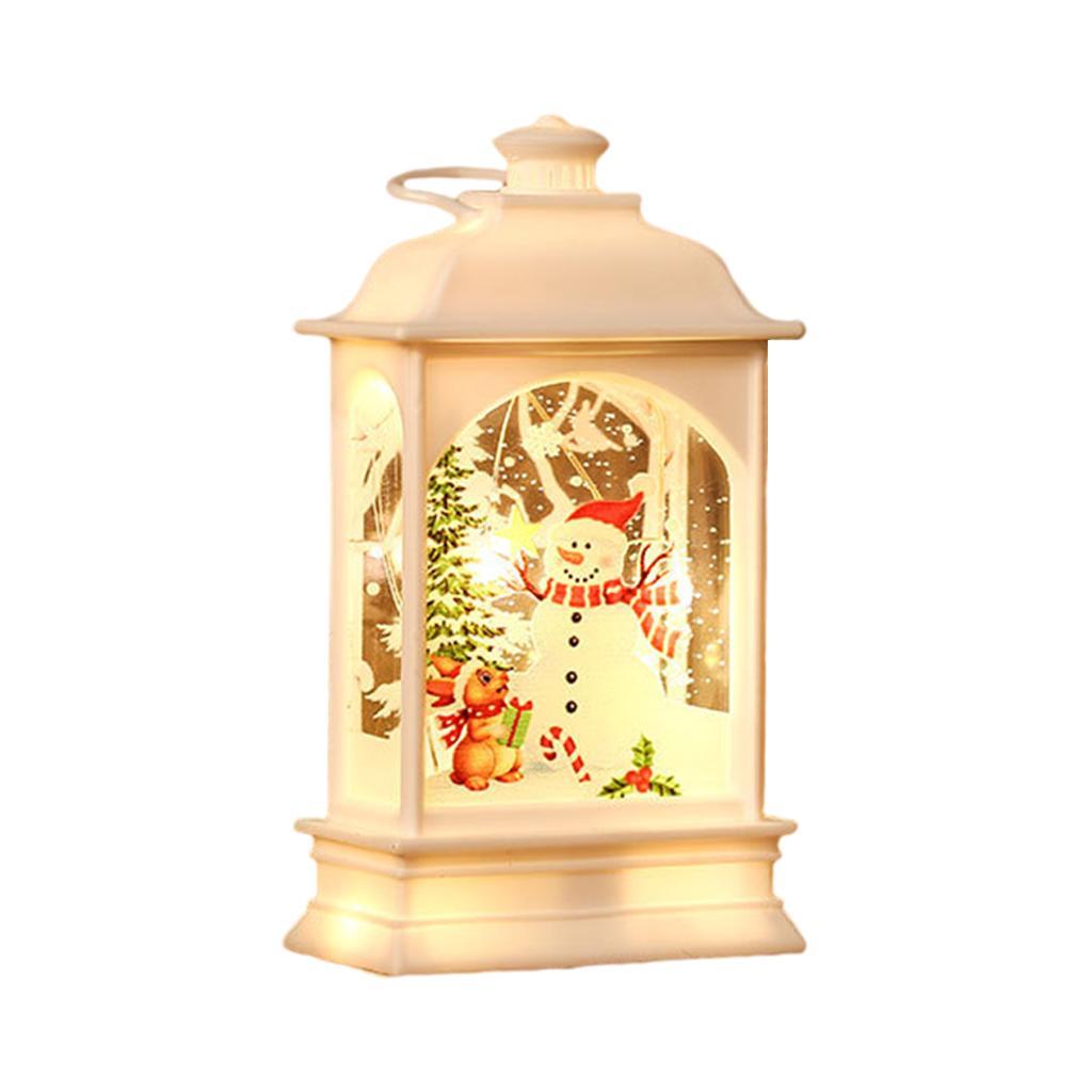 Christmas Lantern  Ornaments Snowman for Desktop Fireplace Xmas White