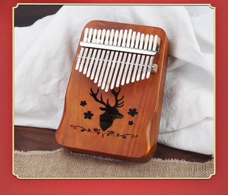 Đàn Kalimba Gỗ 17 Phím I Khắc Hình Tuần Lộc I Nhạc Cụ Gỗ Du Dương Cho Người Mới Bắt Đầu