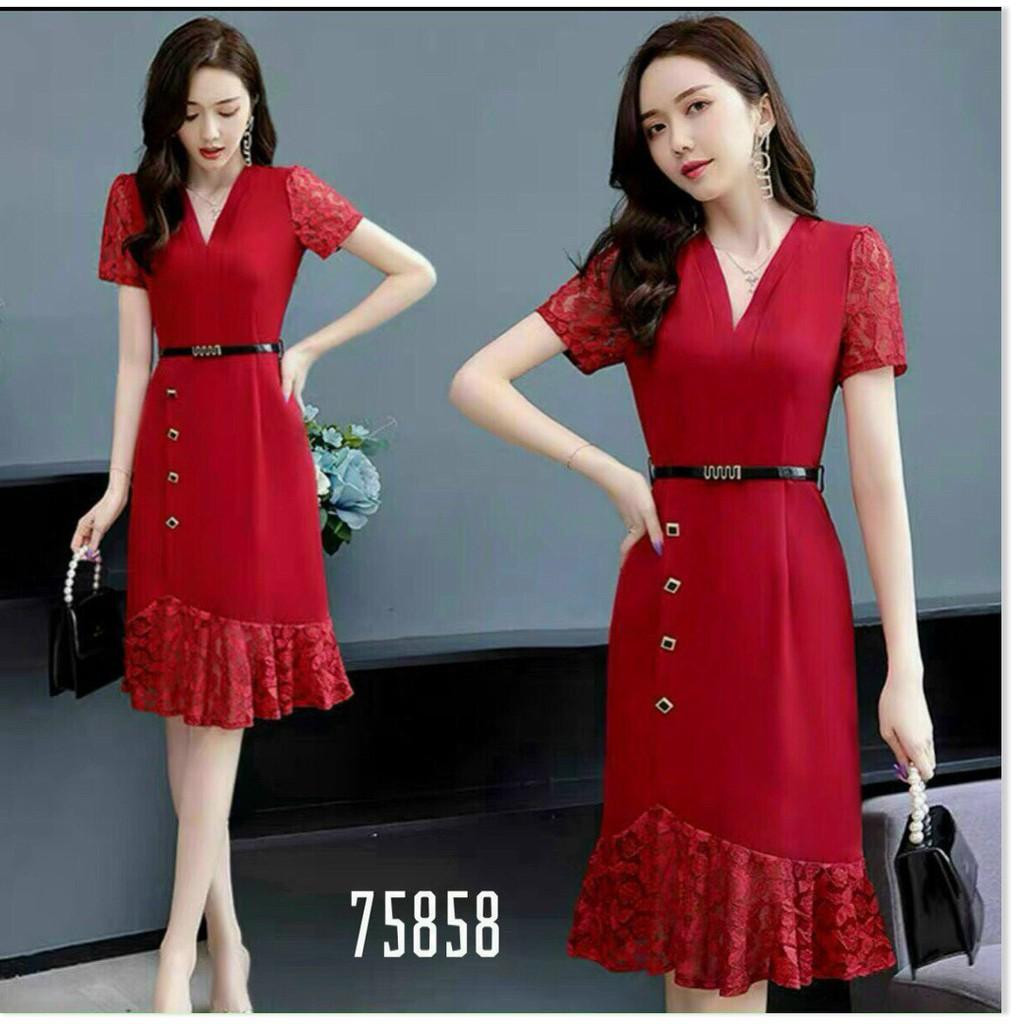ĐẦM VOAN LỤA ÔM NỮ SIÊU XINH KÈM NỊT TÔN DÁNG CHO QUÝ CÔ THỜI TRANG MỚI KINGSHOP79