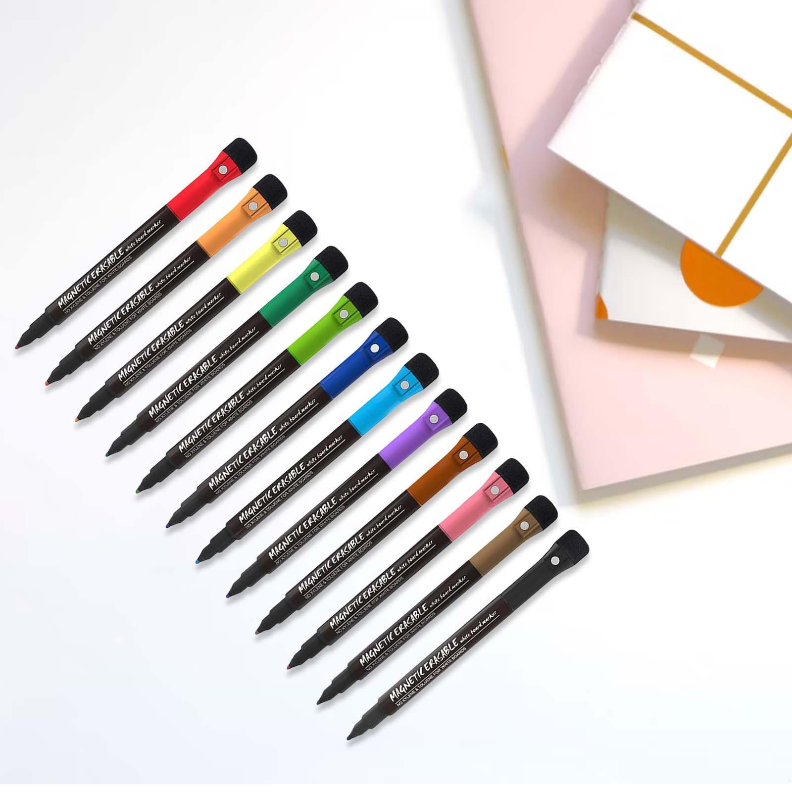 12x Erase Whiteboard Mirror Glass Markers Pen Fine Tip Long Lasting