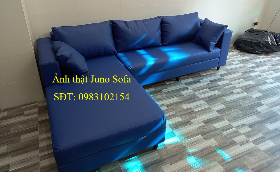 Sofa góc da xanh EB-01 Juno sofa 2m5 x 1m5