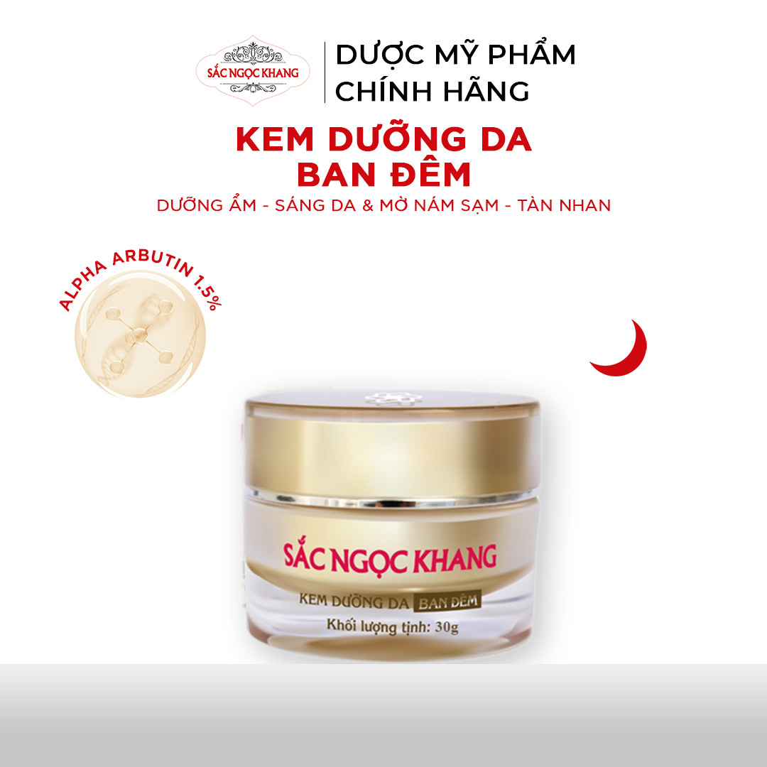 Kem Dưỡng Da Ban Đêm Sắc Ngọc Khang 10g giúp dưỡng da ẩm mịn, tươi sáng và mờ nám - sạm - tàn nhang