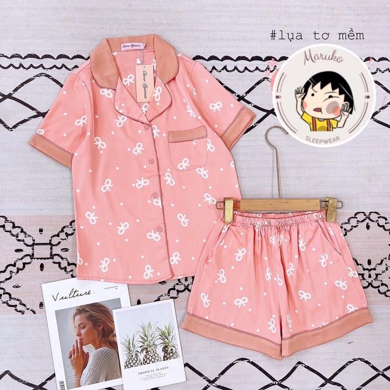 Bộ ngủ Choco Pijama- Đồ ngủ lụa ngắn tay quần đùi siêu mát