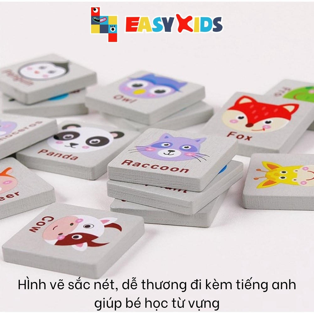 Đồ Chơi Giải Đố Puzzle Bằng Gỗ Xếp Hình Ghép Nối 80 Hình Tiếng Anh, Đồ Chơi Trí Tuệ Tăng IQ Cho Bé