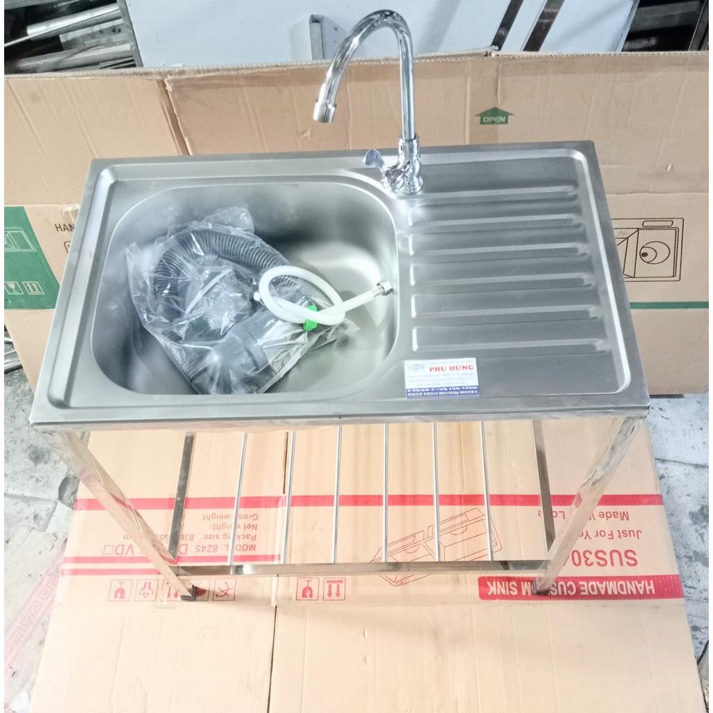 CHẬU RỬA CÓ CHÂN INOX CAO CẤP KT: 75x45 CAO 78