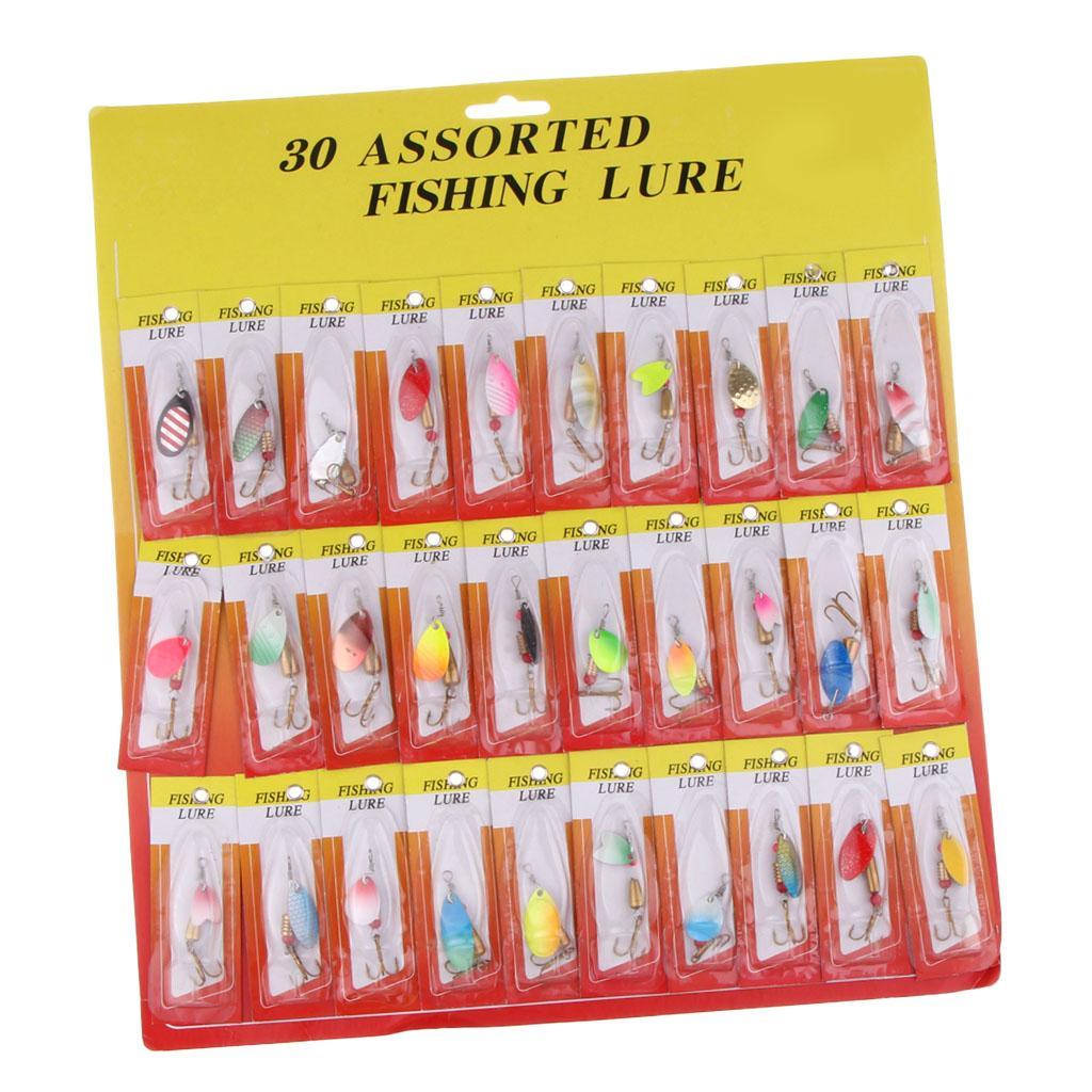 30pcs Colorful Metal Spinners Baits Bass Crankbaits Spoon Fishing Lures
