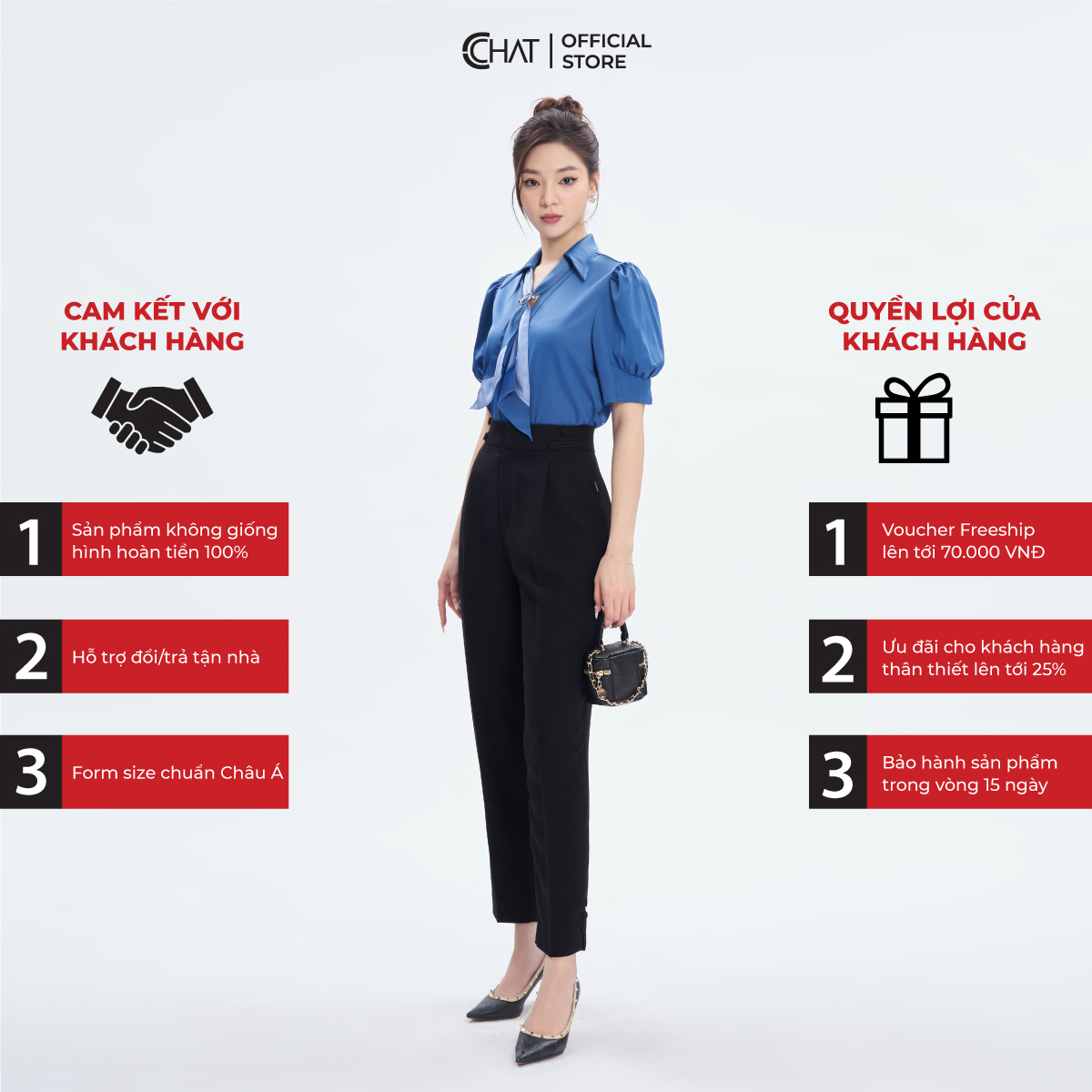 Áo Sơ Mi Nữ  Kiểu Cổ Đức Mở V Phối Khăn Chất Lụa Mềm Mịn 53SNL2005ST