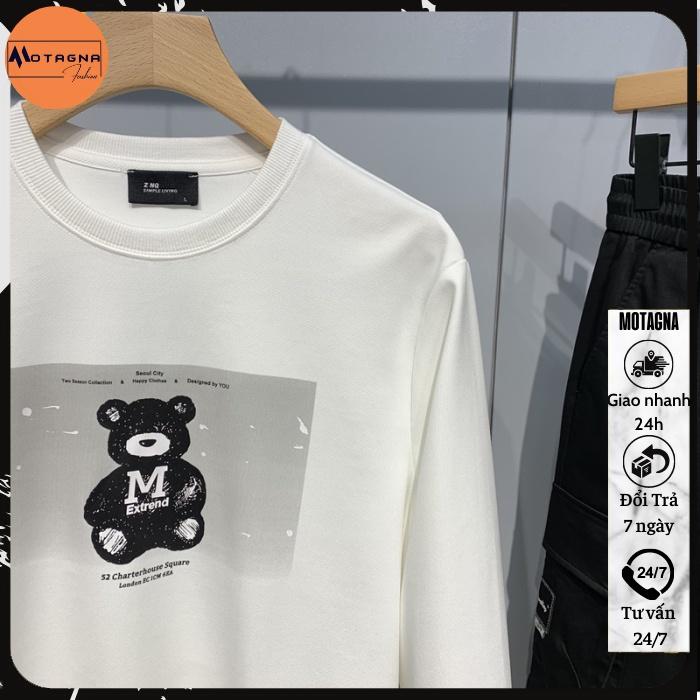 Áo sweater nam dáng ôm, Áo nỉ tay dài chất đẹp cá tính in Gấu Đen cute mã NZ666