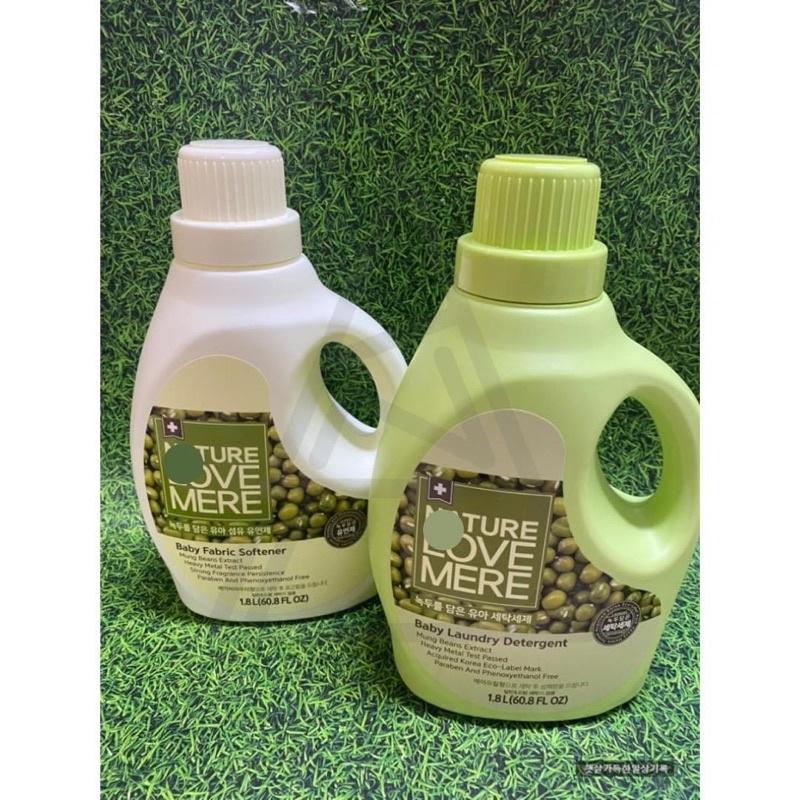 NƯỚC GIẶT/XẢ QUẦN ÁO CHO BÉ NATURE LOVE MERE MUNGBEAN DÒNG HẠT ĐẬU CHAI/TÚI 1800ml 1300ml