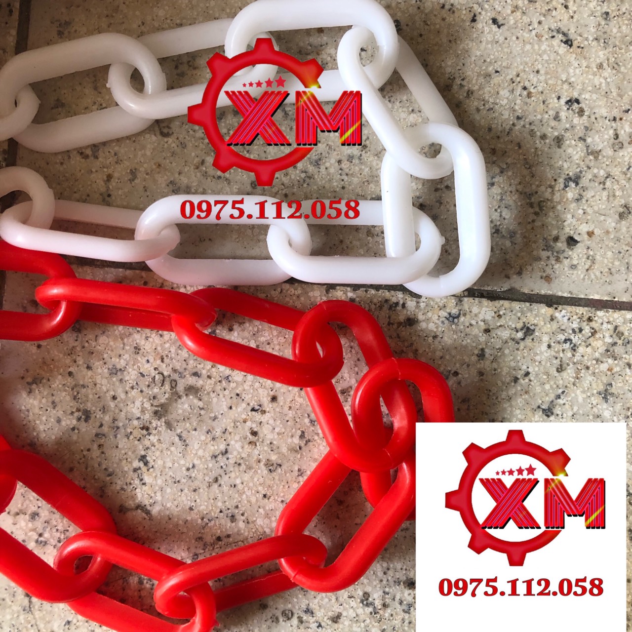 Dây xích nhựa trắng đỏ phi 6