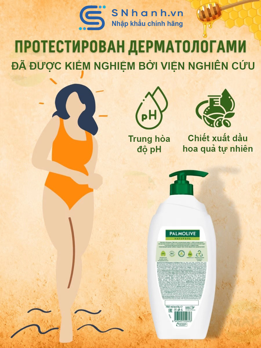 Sữa tắm dưỡng ẩm mật ong &amp; kem Palmolive Naturel Nga 750ml