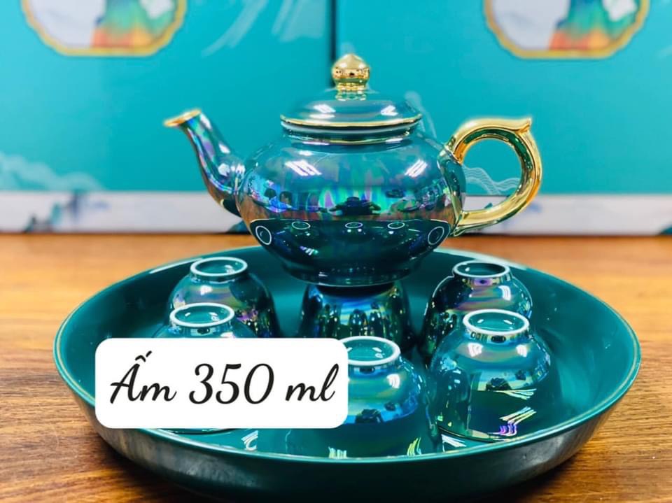 BỘ ẤM CHÉN PHA TRÀ KÈM KHAY SỨ CAO CẤP  - VD193