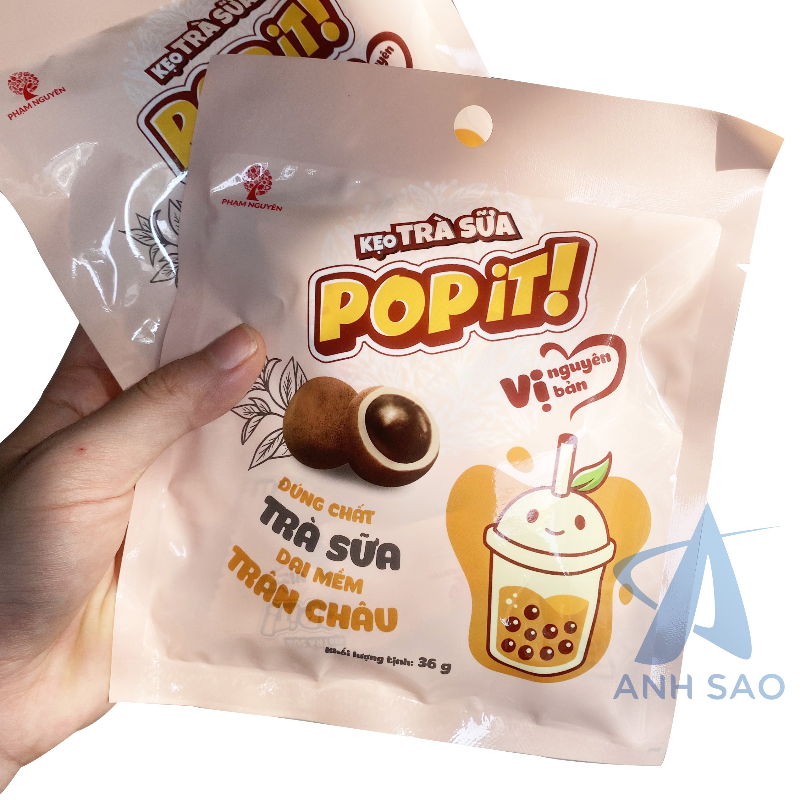 Combo 5 gói Kẹo trà sữa trân châu Popit Phạm Nguyên 36g