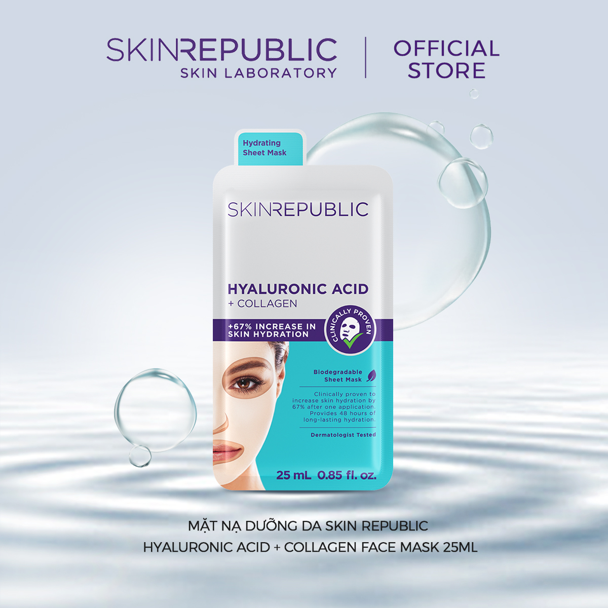 Mặt nạ dưỡng da Skin Republic Hyaluronic Acid + Collagen Face Mask 25ml