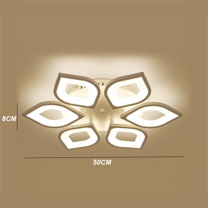 Đèn trần LED mâm trang trí phòng khách 6 cánh sen vàng hiện đại 3 màu ánh sáng có điều khiển từ xa
