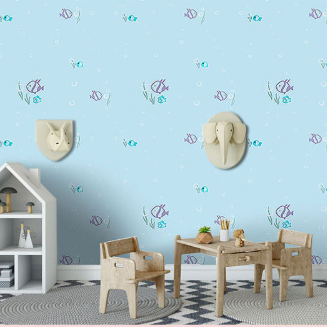 Cuộn 5m Decal Giấy Dán Tường Cá đại dương xanh biển