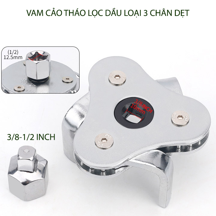 Cảo mở lọc dầu nhớt loại 3 chân dẹt, làm bằng thép mạ chống gỉ