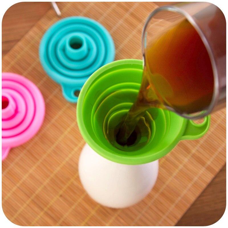 1pc Folding Mini - telescopic Funnel Household Silicone Oil Spill Kitchen Trumpet Liquid Oil Funnel