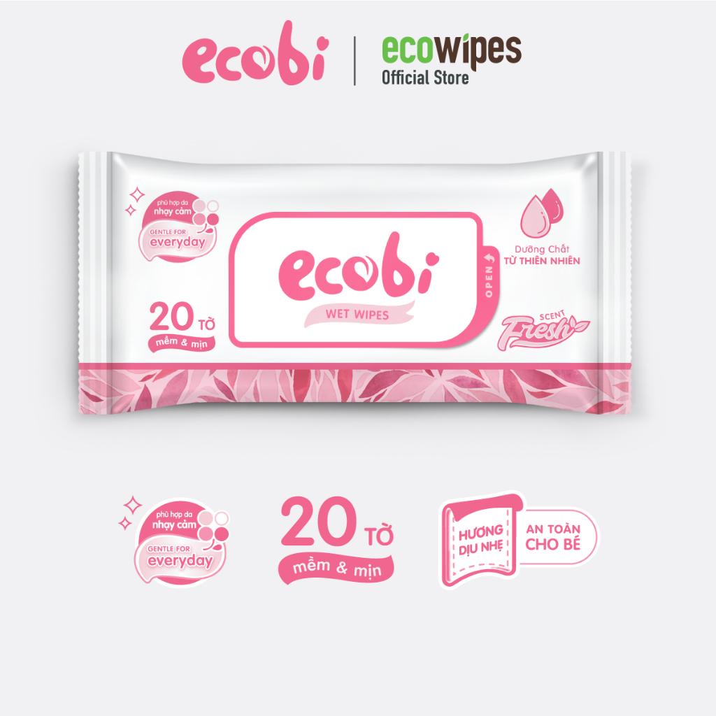 (GIFT) Bộ quà tặng For Girl gồm khăn giấy ướt tẩy trang EcoWipes gói 25 tờ và khăn giấy ướt Ecobi gói 20 tờ tiện lợi