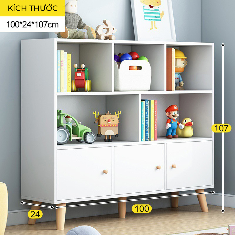 Tủ sách 3 tầng xanh cánh trắng kid Tâm House K118