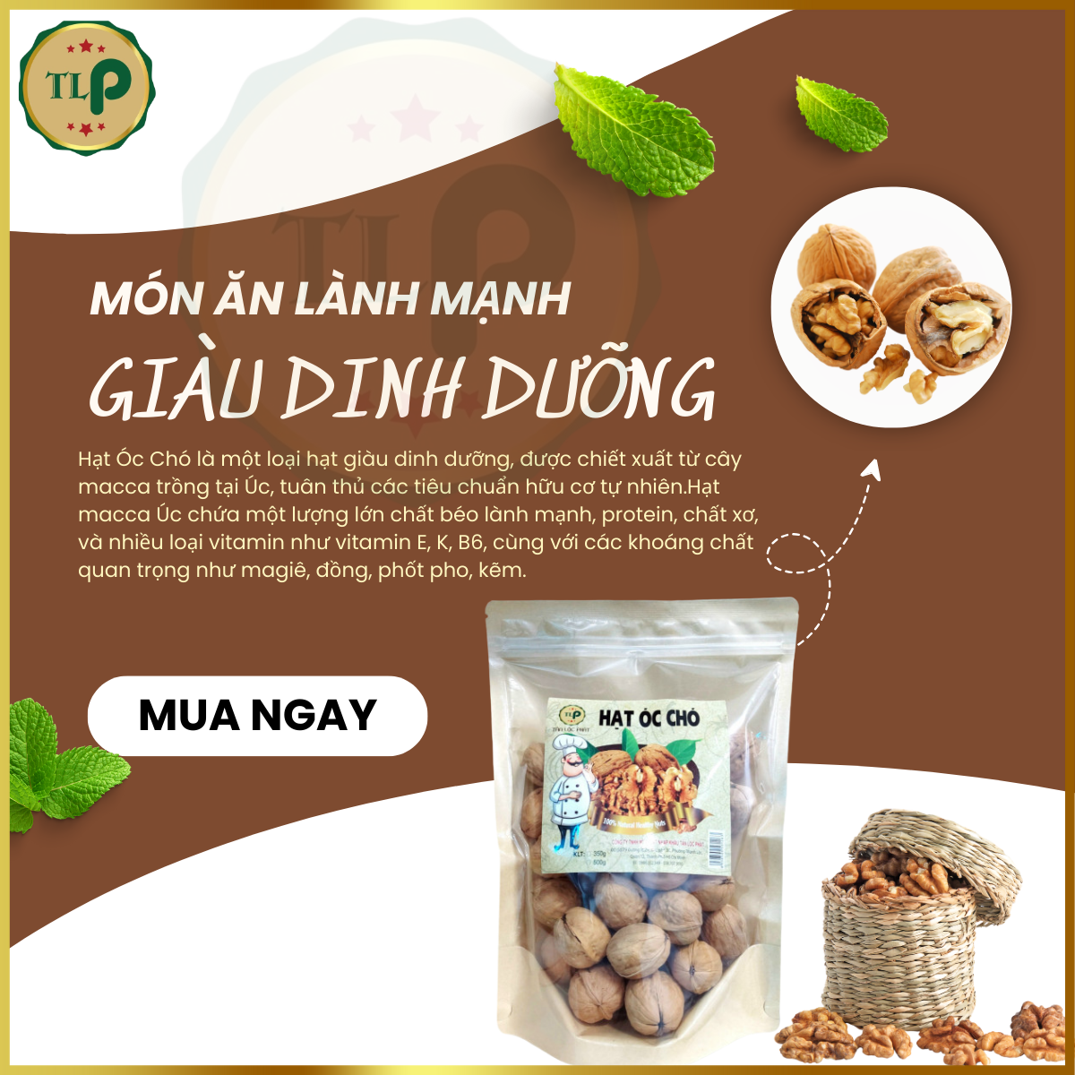 HẠT ÓC CHÓ TÂN LỘC PHÁT COMBO 1KG - MỖI BỊCH 500G