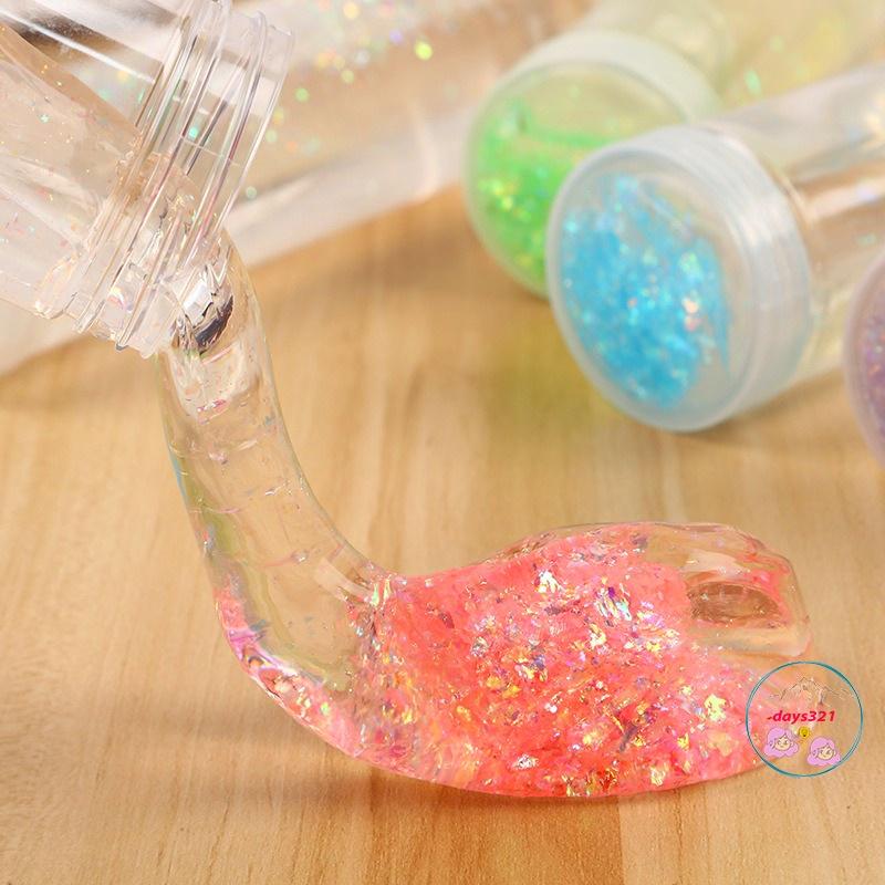 400ML CLEAR SLIME - Chất Nhờn Ma Quái Trong Suốt,Dẻo,Bóng Hộp To charm kim tuyến