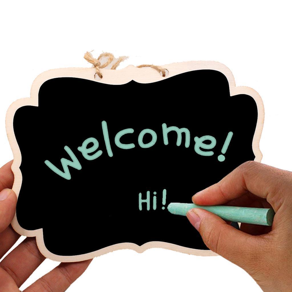 4 x Mini Wooden Hanging Blackboard Chalk Boards Garden Sticker#1