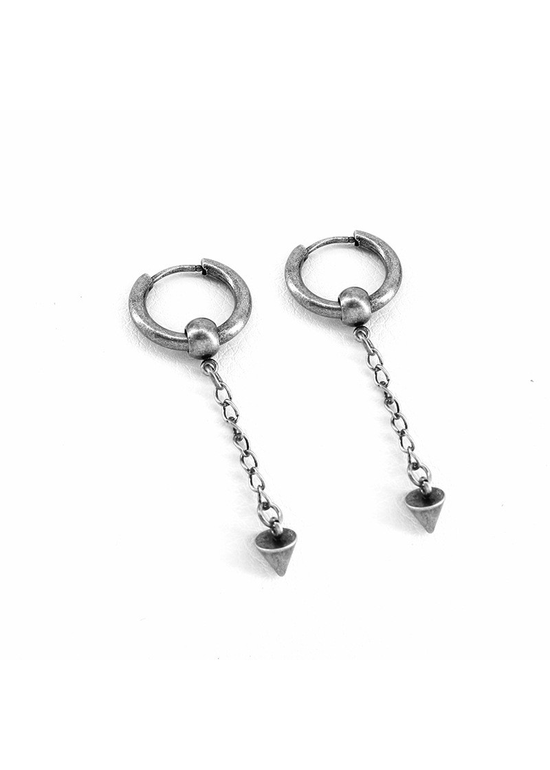 Bông tai nam titan xỏ bi tròn mix đinh, mắt xích cực chất
