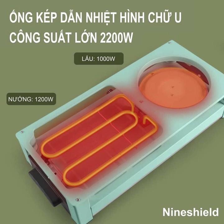 Nồi lẩu nướng 2 trọng 1 KB-303, Công xuất 2200W, Thiết kế chữ nhật bền đẹp 2 bộ chỉnh nhiệt dộc lập