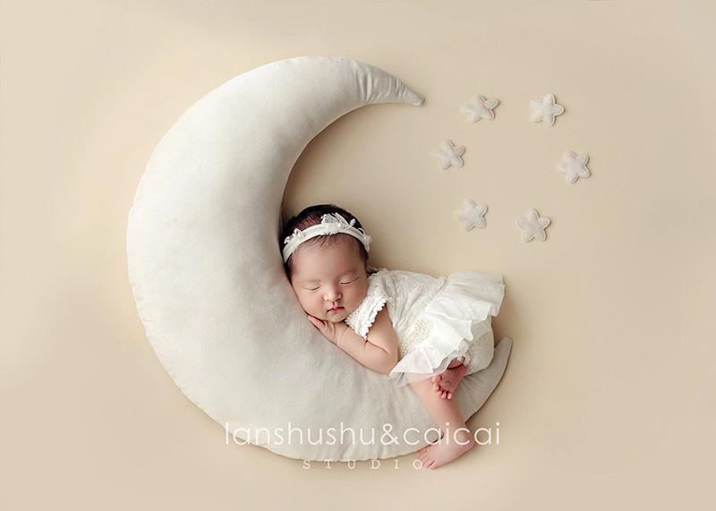 Fantasyland Sơ Sinh Đạo Cụ Chụp Ảnh Mặt Trăng-Hình Gối Với Ngôi Sao Full-Moon Chụp Ảnh Bé Yêu Phụ Kiện Sáng Tạo Đạo Cụ