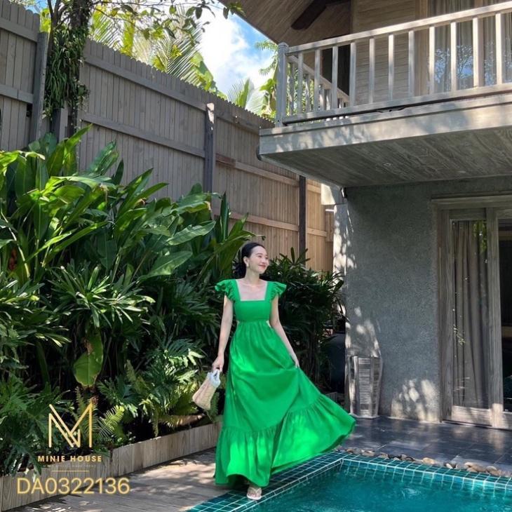 Đầm váy Maxi Tuyết thái mút ngực hở lưng vàng xanh hồng trắng bèo Ivy fashion đi biển dự tiệc dạo phố bigsize gợi cảm