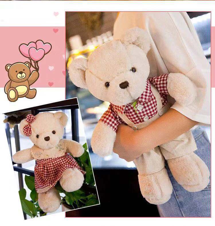 Gấu bông teddy mặc đồ đôi đáng yêu cho bé kích thước 40cm