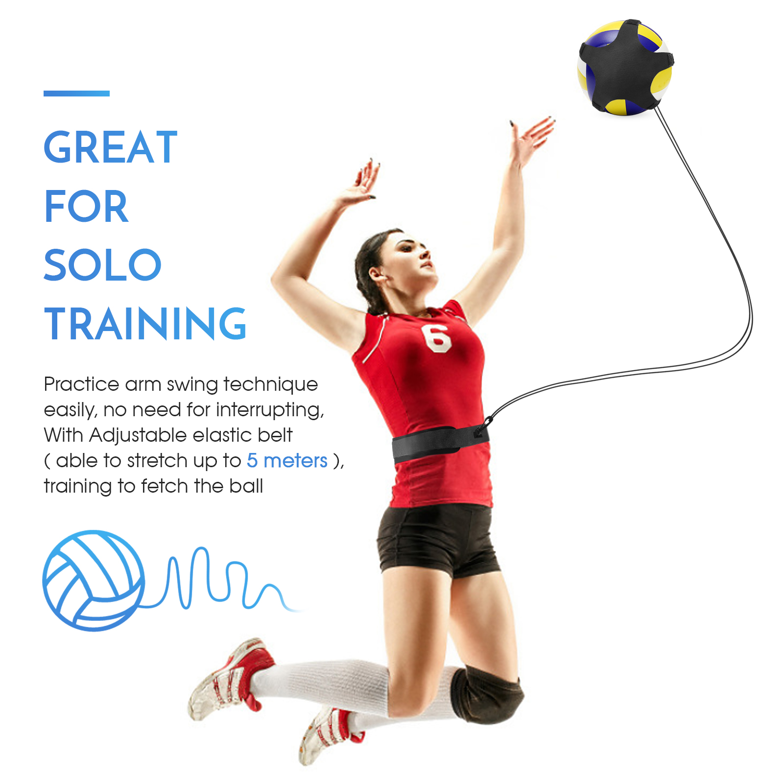Thiết Bị Huấn Luyện Bóng Chuyền, Đai Huấn Luyện Thực Hành Một Mình Để Giao Bóng, Đai Tập Hỗ Trợ Huấn Luyện Cho Người Mới Bắt Đầu