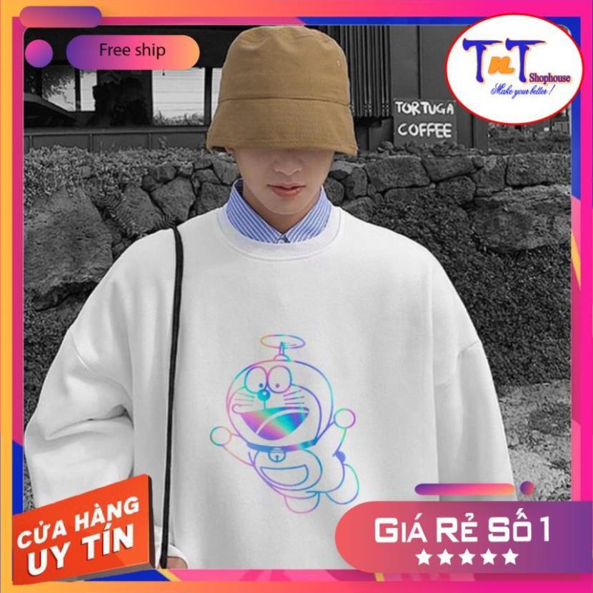 AS18 Áo Sweater Unisex ️/Áo nỉ Ulzzang phản quang unisex dài tay nam nữ - Doremon Chong Chóng