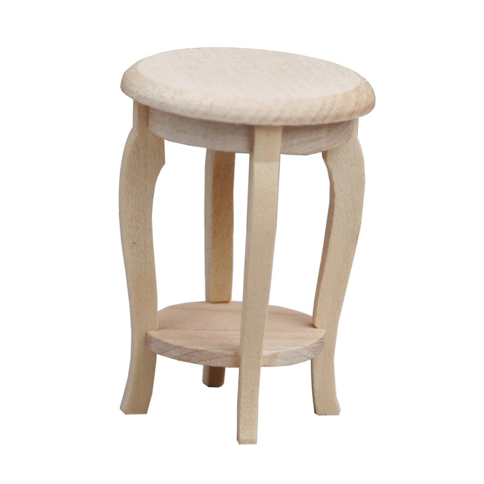 1/12 Dollhouse Wooden Stool Chair, Pretend Play, Unpainted Dollhouse Furniture, Miniature Furniture, Handmade for Miniature Scene Decor Accessories
