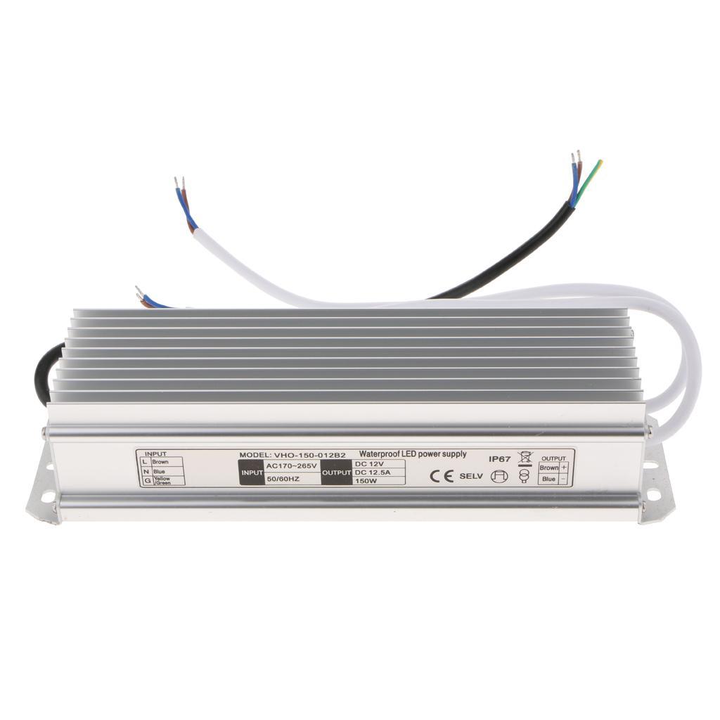 LED Power Supply 150W DC 12V,AC 85-265V/175-265V Driver Transformer Waterproof IP67 Suitable for LED Strip Light