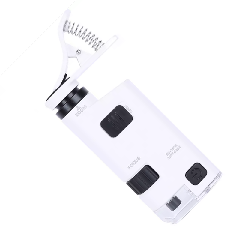 Kính lúp phóng đại 300x-350x kẹp điện thoại có tích hợp đèn trợ sáng ( TẶNG KÈM QUẠT MINI CẮM CỔNG USB NGẪU NHIÊN )
