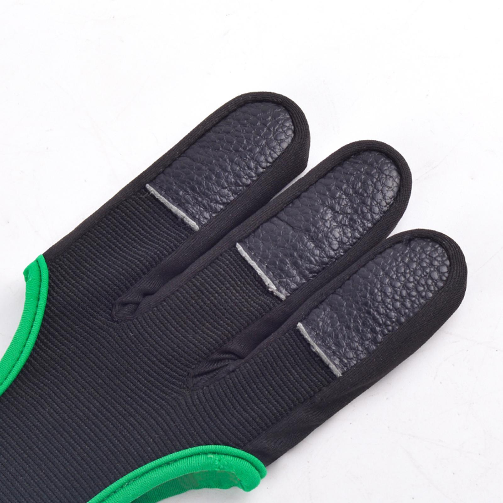 2 Piece Shooting Gloves 3 Finger Leather Gloves for Recurve Compound Black