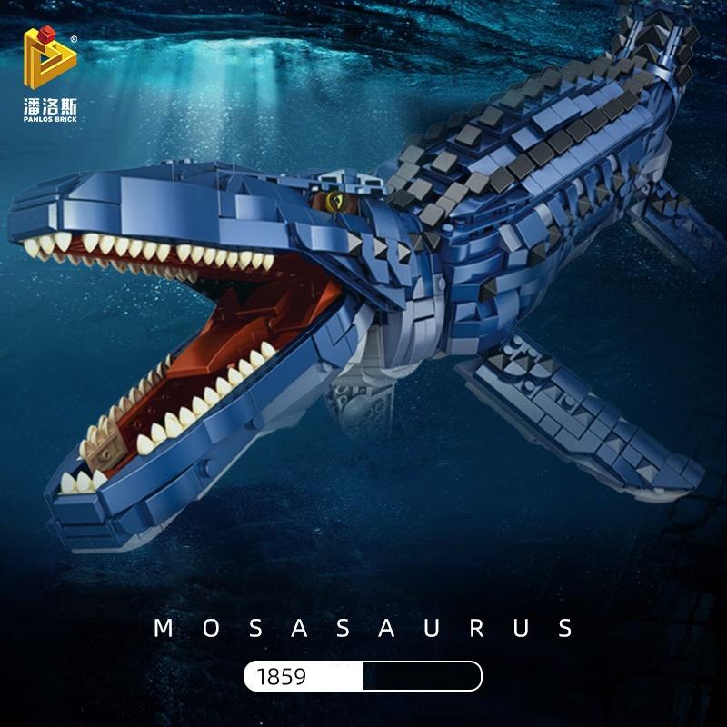 Đồ chơi Lắp ráp Khủng Long Biển Mosasaurus, Panlos 611005 Thằn lằn sông Xếp hình thông minh