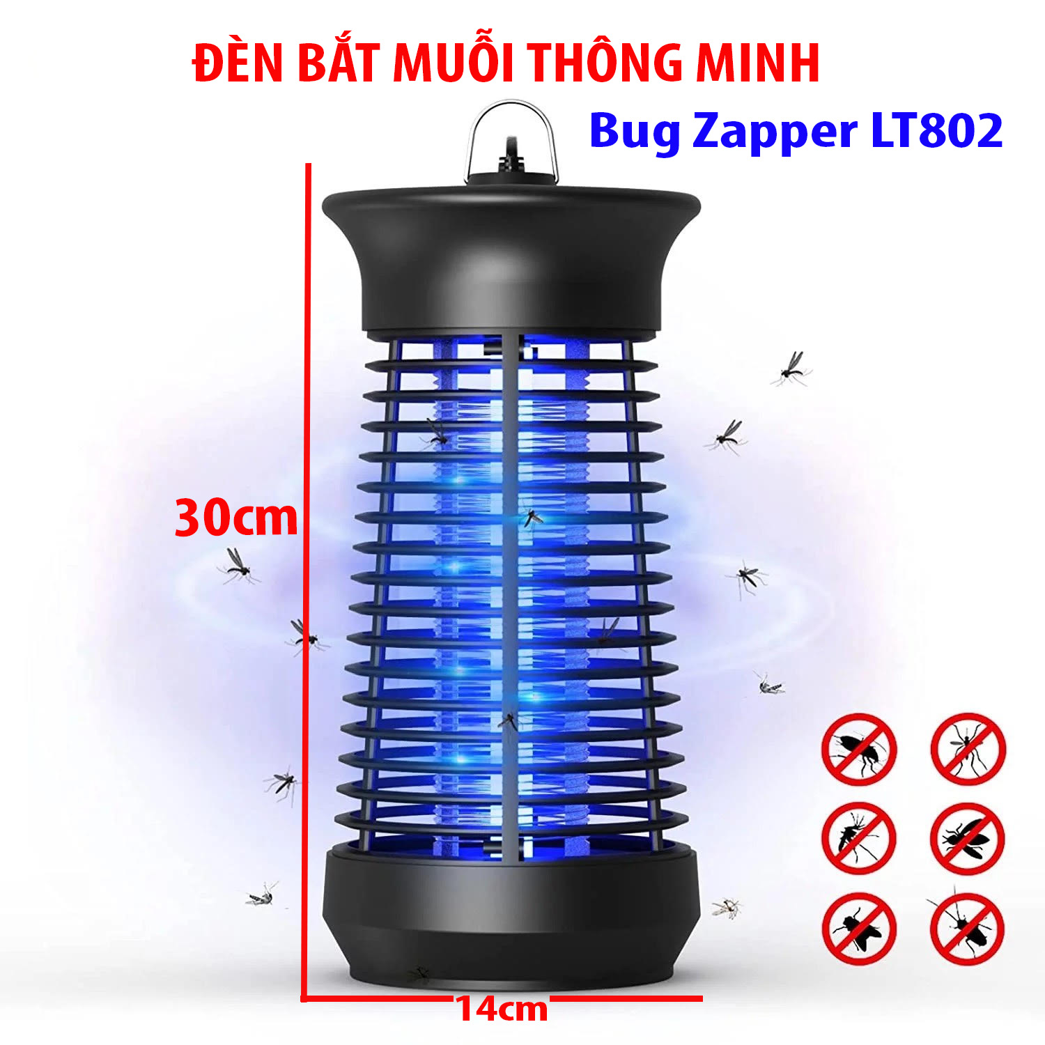 Máy Bắt Muỗi Thông Minh, Diệt Côn Trùng Đa Năng, Hiệu Quả. , Tặng kèm Chổi Vệ Sinh Lồng Đèn, Thiết kế mới 2022