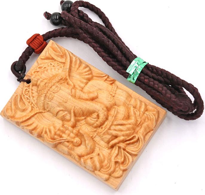 Vòng cổ mặt gỗ hoàng đàn khắc thần Ganesha MG97