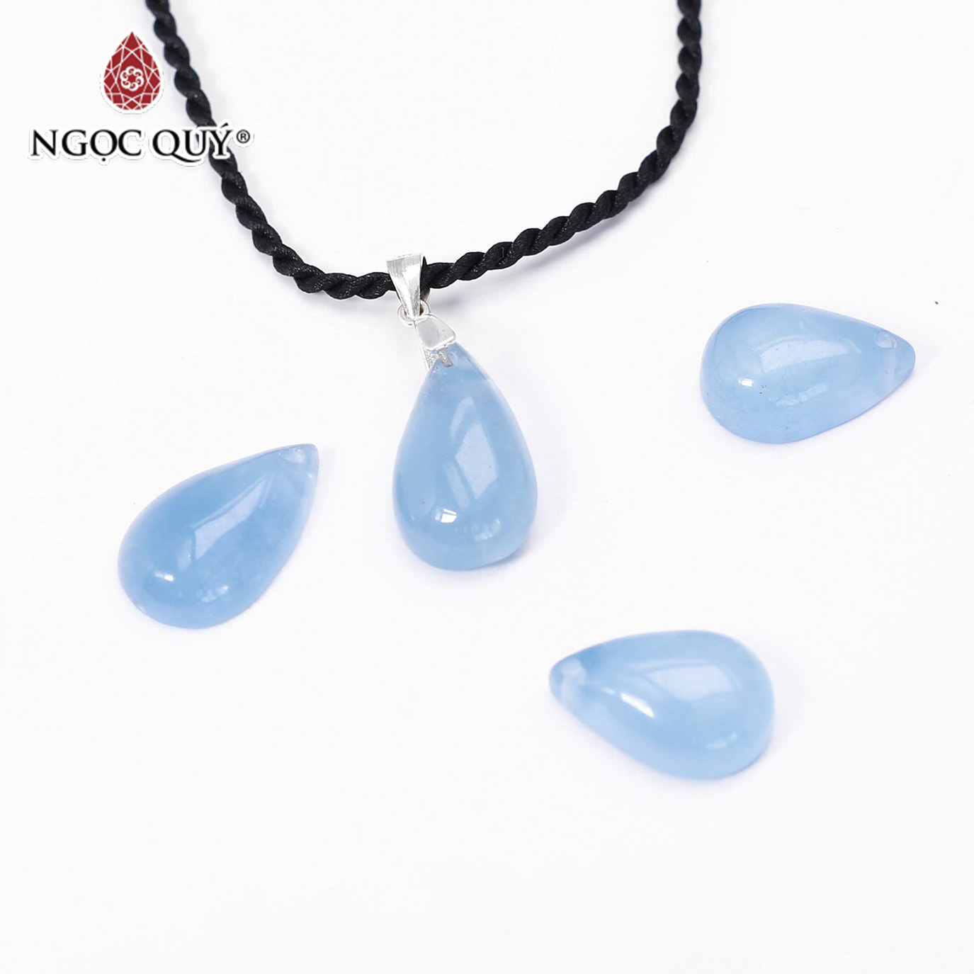 Mặt dây chuyền đá aquamarine giọt nước 18x12x6.5mm mệnh thủy, mộc - Ngọc Quý Gemstones