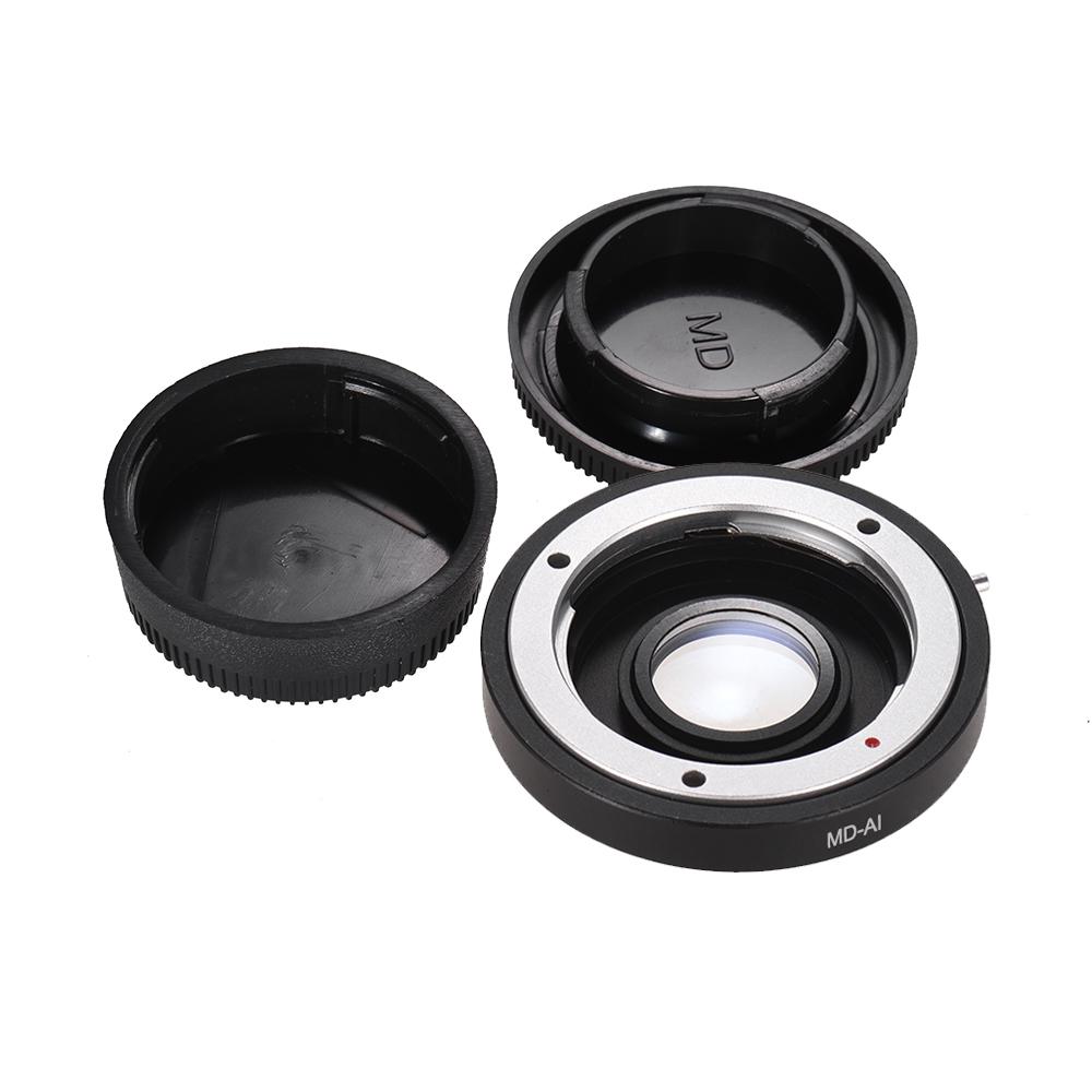 MD-AI Lens Mount Adapter Ring with Corrective Lens for Minolta MD MC Mount Lens to Fit for Nikon AI F Mount Camera for